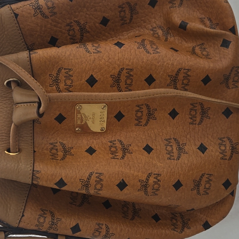 EUC MCM Tan Monogram Shoulder Bucket Bag - Picture 2 of 9